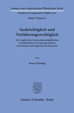 Abbildung von Klinsing | Sachrichtigkeit und Verfahrensgerechtigkeit | 1. Auflage | 2019 | beck-shop.de