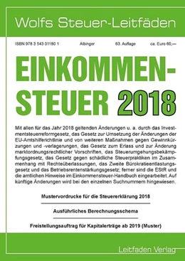 Abbildung von Albinger | Einkommensteuer für 2018 | 63. Auflage | 2019 | beck-shop.de