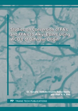 Abbildung von Sastry / Rao | Studies on Conversion of FA’s and FFA’s to Alkyl Esters Using WCO’s of Different Origin | 1. Auflage | 2019 | beck-shop.de