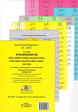 Abbildung von Glaubitz / Dürckheim | SteuerGesetze OHNE Stichworte - Dürckheim-Register (Nr. 2467) | 16. Auflage | 2022 | beck-shop.de