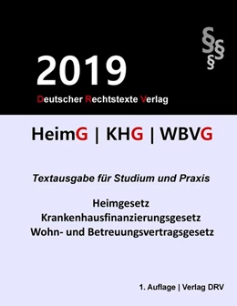 Abbildung von Drv | HeimG KHG WBVG | 1. Auflage | 2019 | beck-shop.de