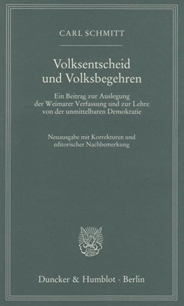 Abbildung von Schmitt | Volksentscheid und Volksbegehren. | 1. Auflage | 2014 | beck-shop.de