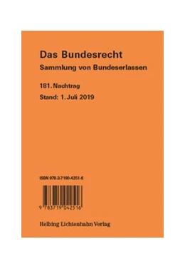 Abbildung von Das Bundesrecht, N 181 Stand 1.7.2019 | 1. Auflage | 2019 | 181 | beck-shop.de