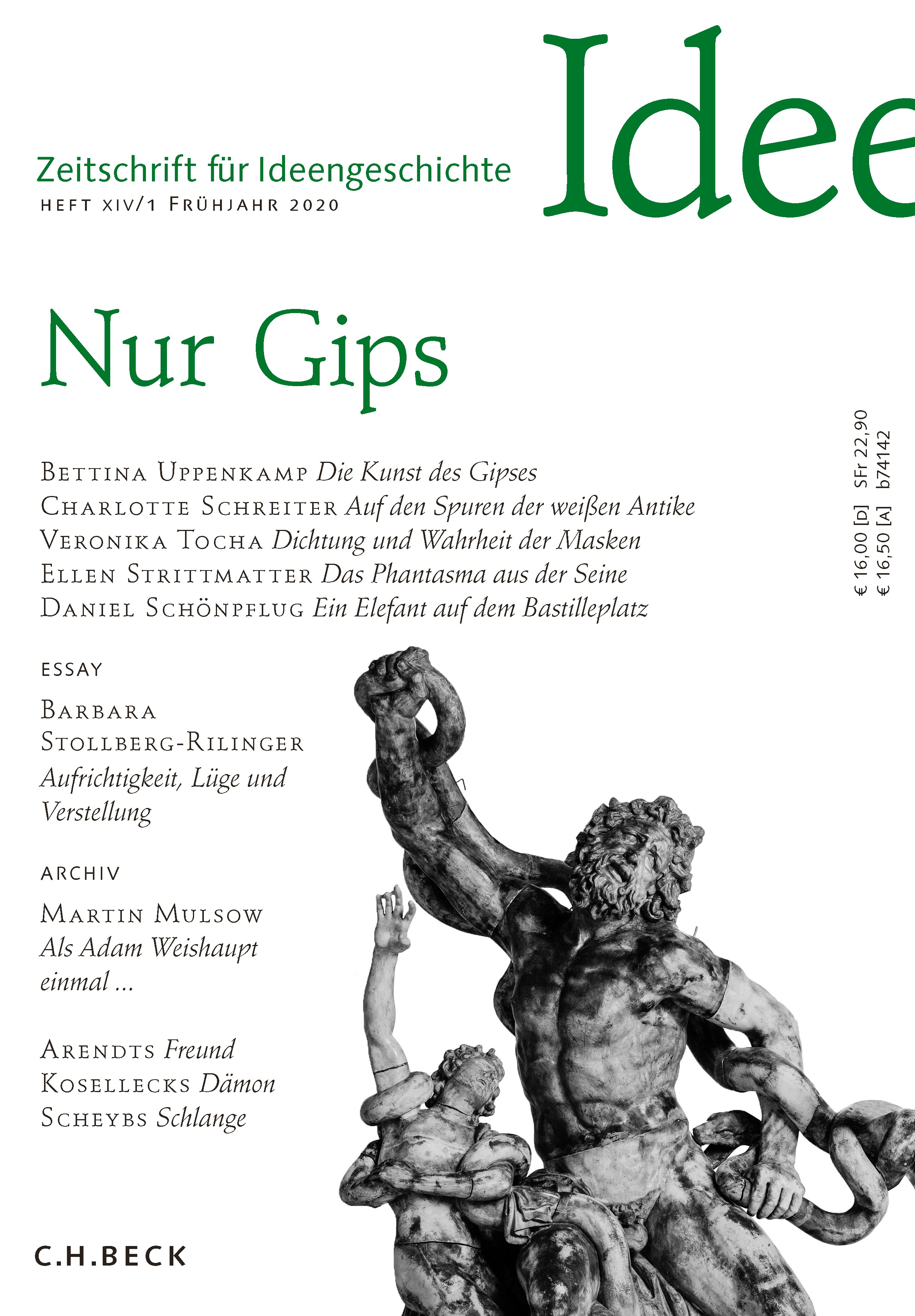Cover:, Zeitschrift für Ideengeschichte Heft XIV/1 Frühjahr 2020