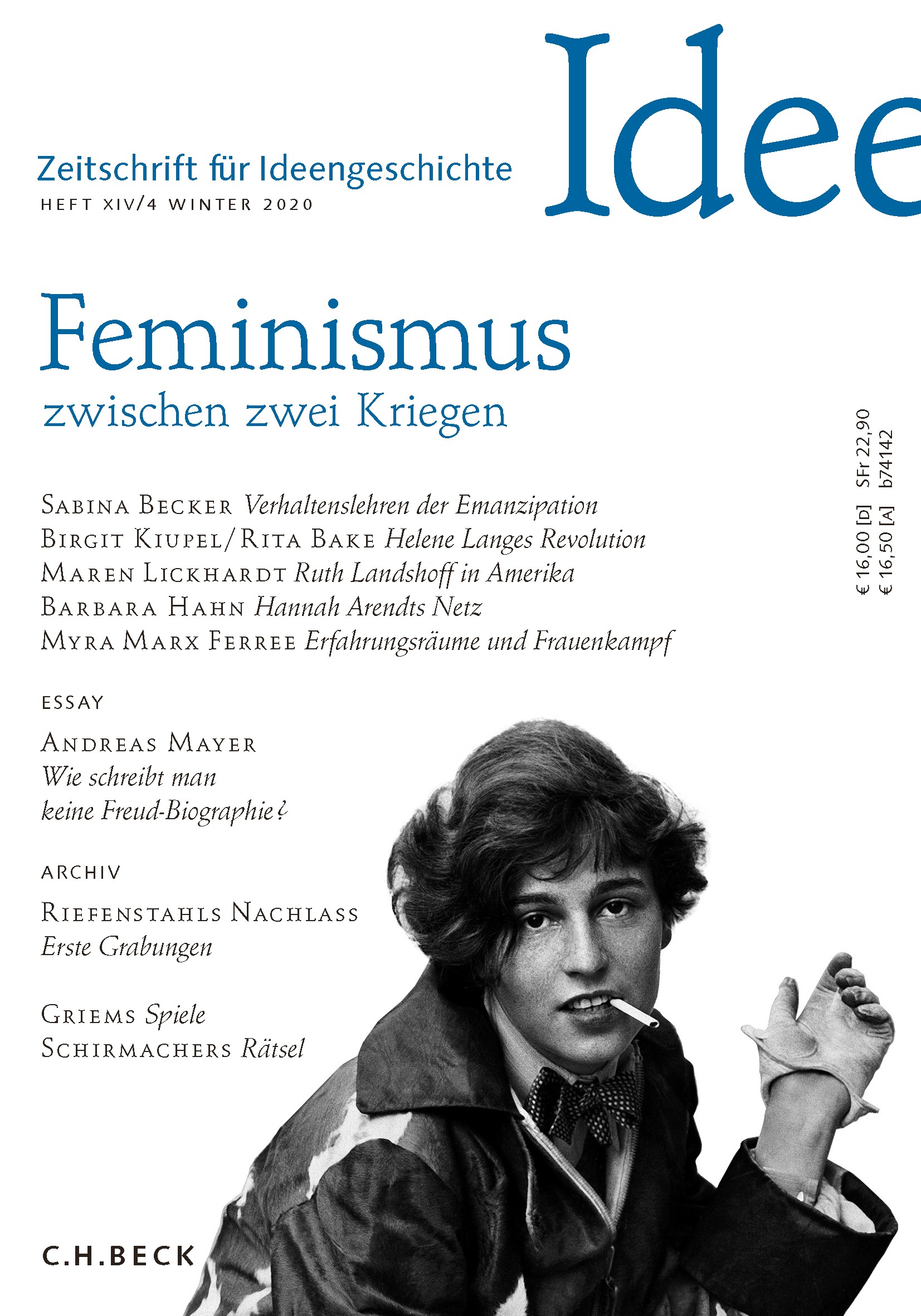 Cover:, Zeitschrift für Ideengeschichte Heft XIV/4 Winter 2020