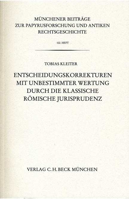 Cover: Tobias Kleiter, Münchener Beiträge zur Papyrusforschung Heft 102