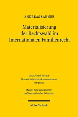 Abbildung von Sahner | Materialisierung der Rechtswahl im Internationalen Familienrecht | 1. Auflage | 2020 | beck-shop.de