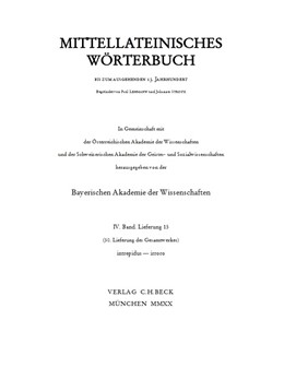 Cover:, Mittellateinisches Wörterbuch  50. Lieferung (intrepidus - irroro)