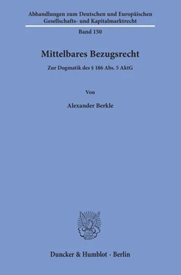 Abbildung von Berkle | Mittelbares Bezugsrecht. | 1. Auflage | 2019 | beck-shop.de