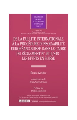 Abbildung von Kleider | De la faillite internationale à la procédure d'insolvabilité européano-suisse dans le cadre du réglement No 2015/848 | 1. Auflage | 2019 | Tome 17 | beck-shop.de