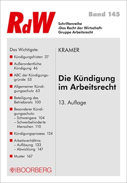 Abbildung von Kramer | Die Kündigung im Arbeitsrecht | 13. Auflage | 2019 | beck-shop.de
