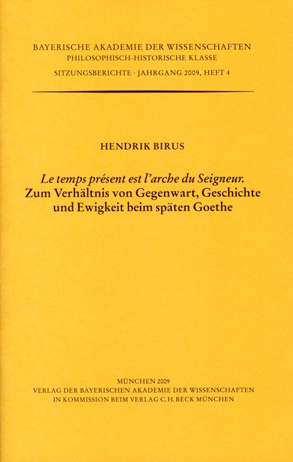 Cover: Birus, Hendrik, 'Le temps présent est l'arche du Seigneur'