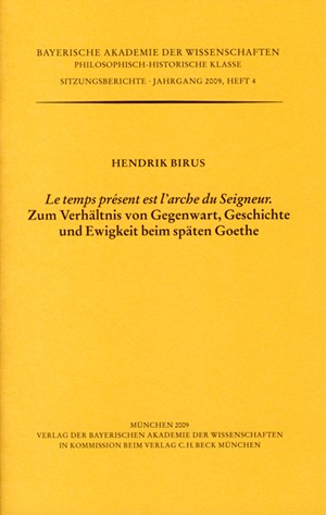 Cover: Hendrik Birus, 'Le temps présent est l'arche du Seigneur'