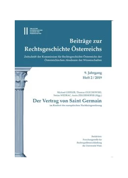 Abbildung von Gehler / Wedrac | Beiträge zur Rechtsgeschichte Österreichs 9. Jahrgang Heft 2/2019 | 1. Auflage | 2019 | 9/2 | beck-shop.de