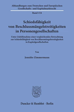 Abbildung von Zimmermann | Schiedsfähigkeit von Beschlussmängelstreitigkeiten in Personengesellschaften. | 1. Auflage | 2020 | beck-shop.de