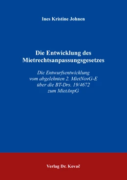 Abbildung von Johnen | Die Entwicklung des Mietrechtsanpassungsgesetzes | 1. Auflage | 2020 | 17 | beck-shop.de