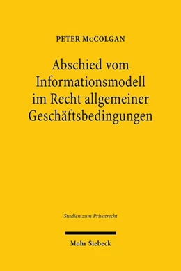 Abbildung von McColgan | Abschied vom Informationsmodell im Recht allgemeiner Geschäftsbedingungen | 1. Auflage | 2020 | beck-shop.de