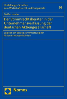 Abbildung von Hauber | Der Stimmrechtsberater in der Unternehmensverfassung der deutschen Aktiengesellschaft | 1. Auflage | 2020 | 93 | beck-shop.de