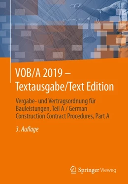 Abbildung von Springer Fachmedien Wiesbaden | VOB/A 2019 - Textausgabe/Text Edition | 3. Auflage | 2020 | beck-shop.de