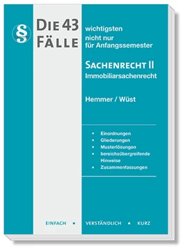 Abbildung von Hemmer / Wüst | Die 43 wichtigsten Fälle zum Sachenrecht II | 11. Auflage | 2020 | beck-shop.de