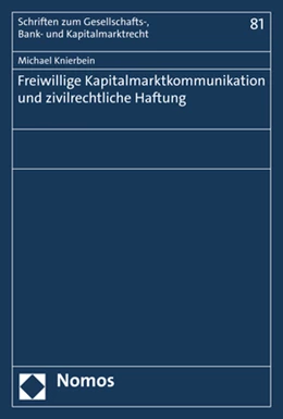 Abbildung von Knierbein | Freiwillige Kapitalmarktkommunikation und zivilrechtliche Haftung | 1. Auflage | 2020 | beck-shop.de