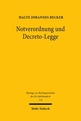 Abbildung von Becker | Notverordnung und Decreto-Legge | 1. Auflage | 2020 | beck-shop.de