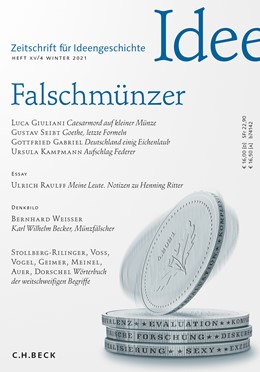 Cover:, Zeitschrift für Ideengeschichte Heft XV/4 Winter 2021