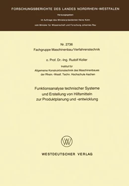 Abbildung von Koller | Funktionsanalyse technischer Systeme und Erstellung von Hilfsmitteln zur Produktplanung und -entwicklung | 1. Auflage | 2019 | beck-shop.de