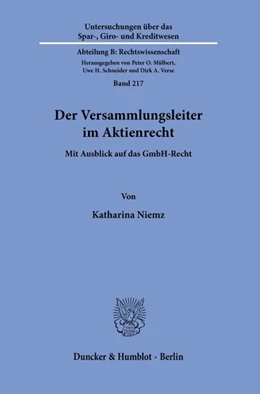 Abbildung von Niemz | Der Versammlungsleiter im Aktienrecht. | 1. Auflage | 2020 | beck-shop.de
