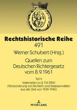 Abbildung von Schubert | Quellen zum Deutschen Richtergesetz vom 8.9.1961 | 1. Auflage | 2020 | beck-shop.de