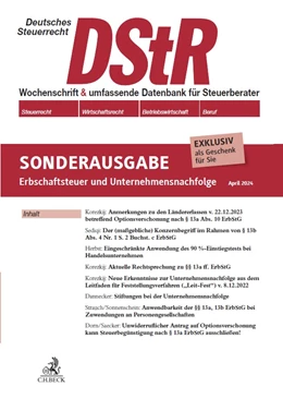 Abbildung von DStR Sonderausgabe »Erbschaftsteuer und Unternehmensnachfolge« | | 2024 | beck-shop.de