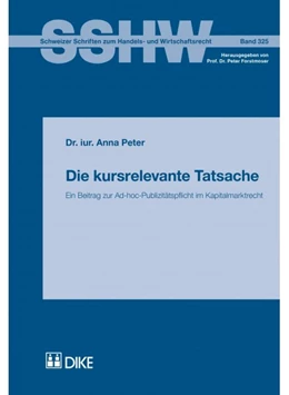 Abbildung von Peter | Die kursrelevante Tatsache | 1. Auflage | 2015 | Band 325 | beck-shop.de