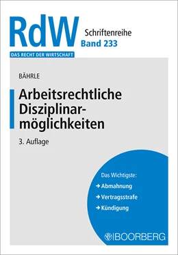 Abbildung von Bährle | Arbeitsrechtliche Disziplinarmöglichkeiten | 3. Auflage | 2020 | beck-shop.de