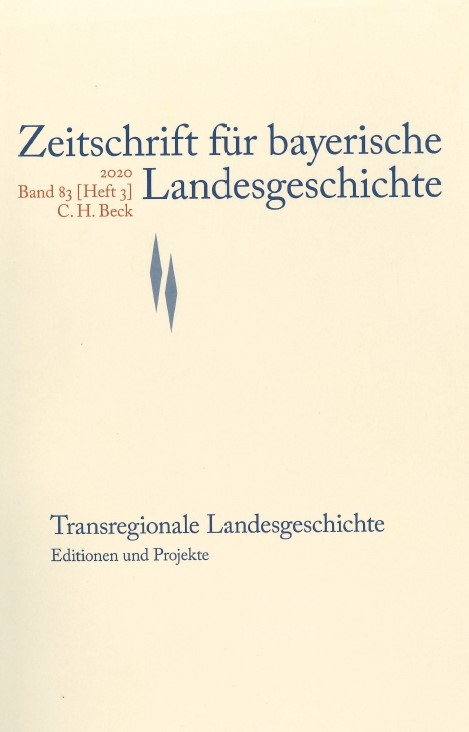 Cover:, Zeitschrift für bayerische Landesgeschichte Band 83 Heft 3/2020