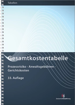 Abbildung von Gesamtkostentabelle | 33. Auflage | 2021 | beck-shop.de