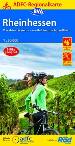 Abbildung von Allgemeiner Deutscher Fahrrad-Club e.V. (ADFC) / BVA BikeMedia GmbH | ADFC-Regionalkarte Rheinhessen, 1:50.000, mit Tagestourenvorschlägen, reiß- und wetterfest, E-Bike-geeignet, GPS-Tracks Download | 2. Auflage | 2021 | beck-shop.de