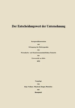 Abbildung von Matschke | Der Entscheidungswert der Unternehmung | 1. Auflage | 2019 | beck-shop.de