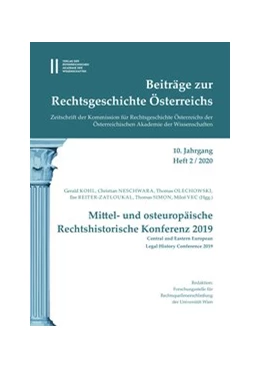 Abbildung von Kohl / Neschwara | Beiträge zur Rechtsgeschichte Österreichs. 10. Jahrgang, Heft 2/2020 | 1. Auflage | 2020 | 2 | beck-shop.de