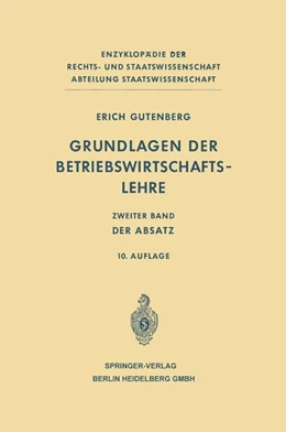 Abbildung von Gutenberg | Grundlagen der Betriebswirtschaftslehre | 10. Auflage | 2019 | beck-shop.de
