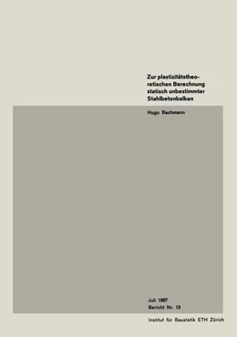 Abbildung von Bachmann | Zur plastizitätstheoretischen Berechnung statisch unbestimmter Stahlbetonbalken | 1. Auflage | 2019 | beck-shop.de
