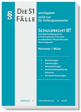 Abbildung von Hemmer / Wüst | Die 51 wichtigsten Fälle zum Schuldrecht BT | 12. Auflage | 2021 | beck-shop.de