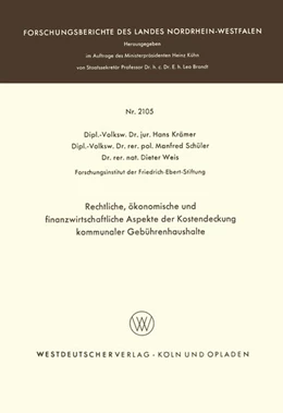 Abbildung von Krämer | Rechtliche, ökonomische und finanzwirtschaftliche Aspekte der Kostendeckung kommunaler Gebührenhaushalte | 1. Auflage | 2013 | beck-shop.de