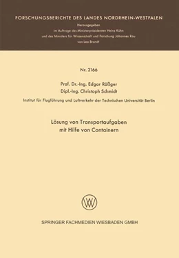 Abbildung von Rößger / Schmidt | Lösung von Transportaufgaben mit Hilfe von Containern | 1. Auflage | 2019 | beck-shop.de
