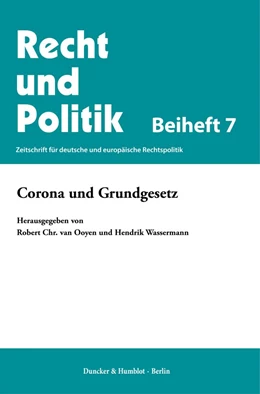 Abbildung von Ooyen / Wassermann | Corona und Grundgesetz. | 1. Auflage | 2021 | beck-shop.de