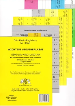 Abbildung von Dürckheim | Steuererlasse OHNE Stichworte (2022) - DürckheimRegister® (Nr. 3068) | 14. Auflage | 2021 | beck-shop.de