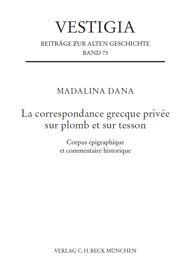 Cover: Dana, Madalina, La correspondance grecque privée sur plomb et sur tesson