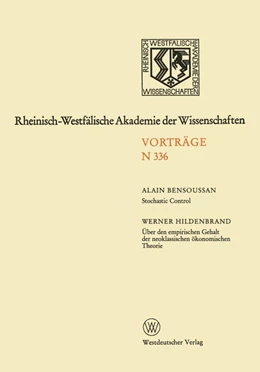Abbildung von Bensoussan | Rheinisch-Westfälische Akademie der Wissenschaften | 1. Auflage | 2019 | beck-shop.de