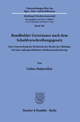 Abbildung von Matjuschkin | Bondholder Governance nach dem Schuldverschreibungsgesetz. | 1. Auflage | 2021 | beck-shop.de
