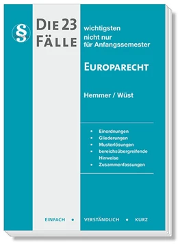 Abbildung von Hemmer / Wüst | Die 23 wichtigsten Fälle Europarecht | 7. Auflage | 2021 | beck-shop.de