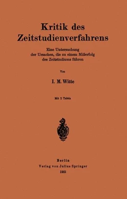 Abbildung von Witte | Kritik des Zeitstudienverfahrens | 1. Auflage | 2013 | beck-shop.de